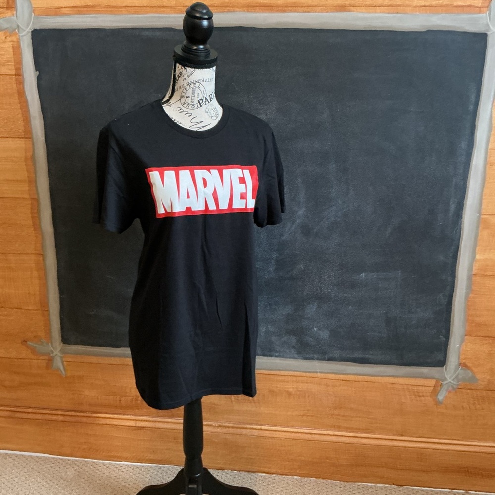 New Marvel Black and Red Logo T-Shirt